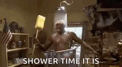 man taking a shower